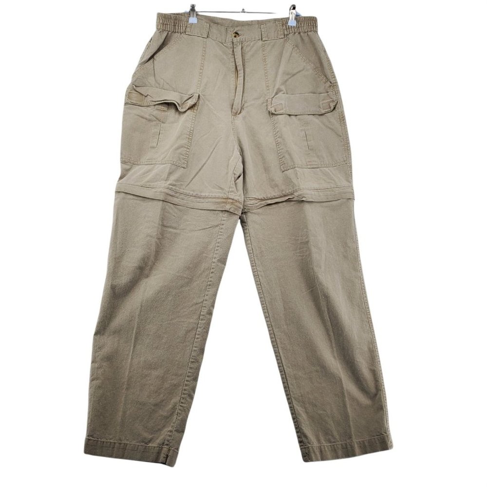 REDHEAD Pants Men's Convertible Cargo Cotton Blend Elastic Waist Brown Large